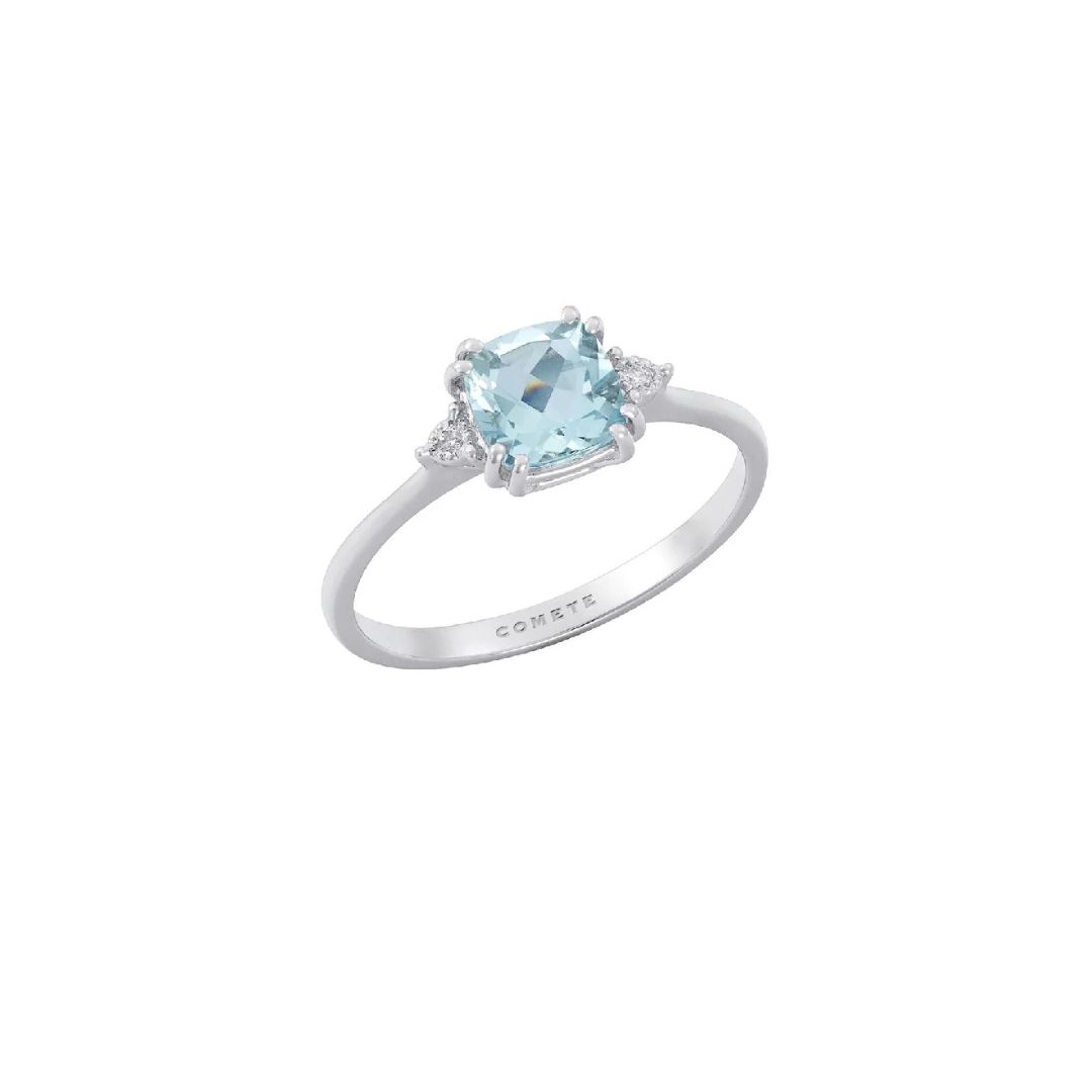 COMETE Anello in oro con pietra azzurra delicata