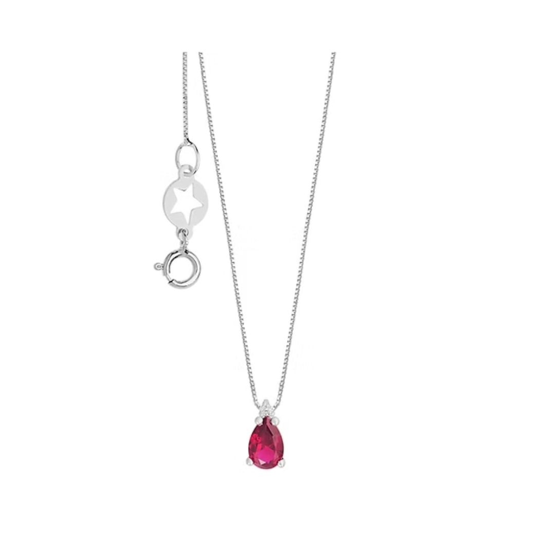 COMETE Collana con pietra rosa e dettagli laterali