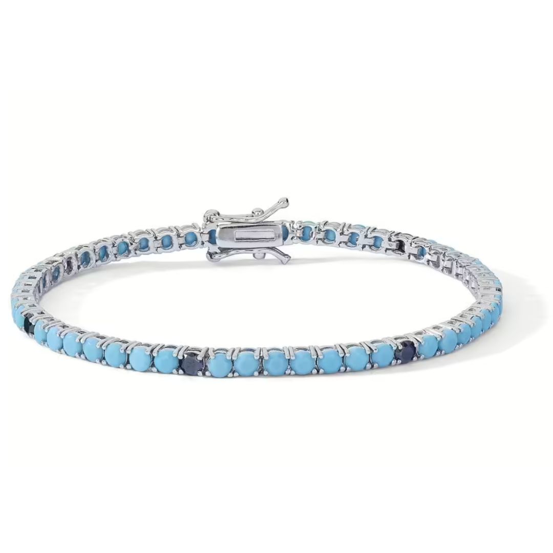 COMETE Bracciale tennis con pietre azzurre e blu