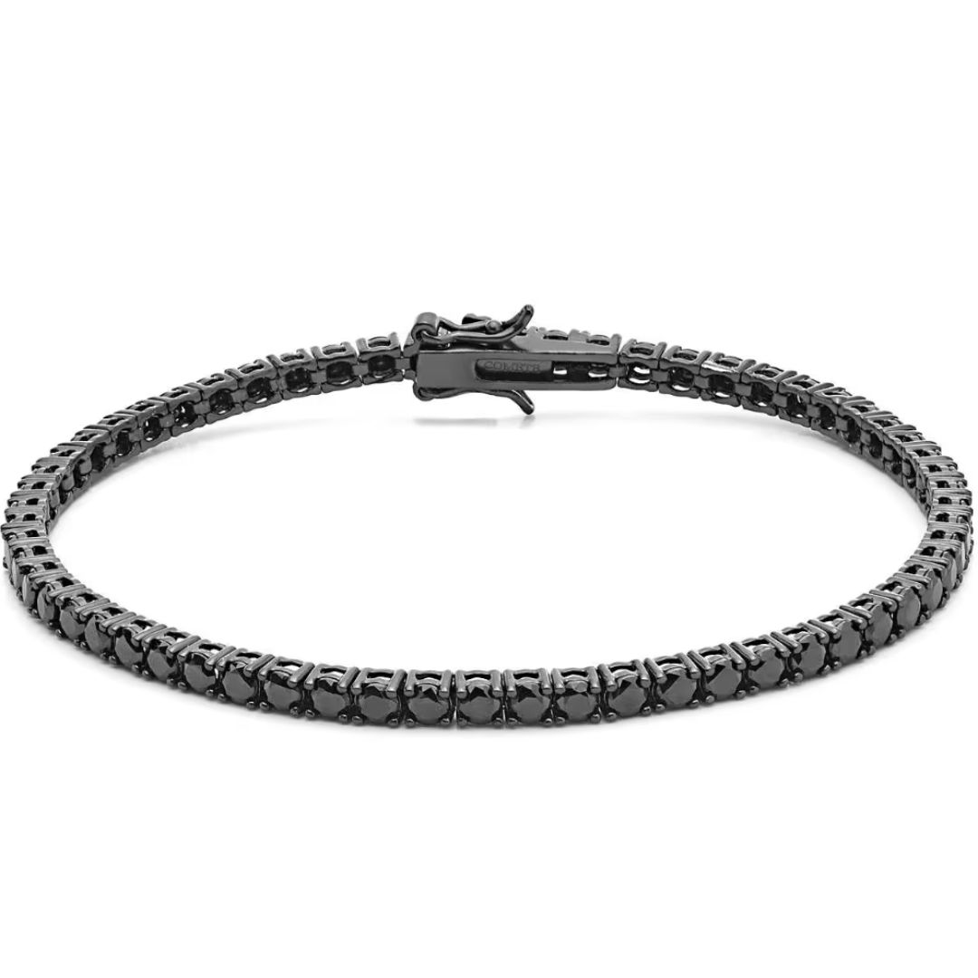COMETE Bracciale tennis nero contemporaneo