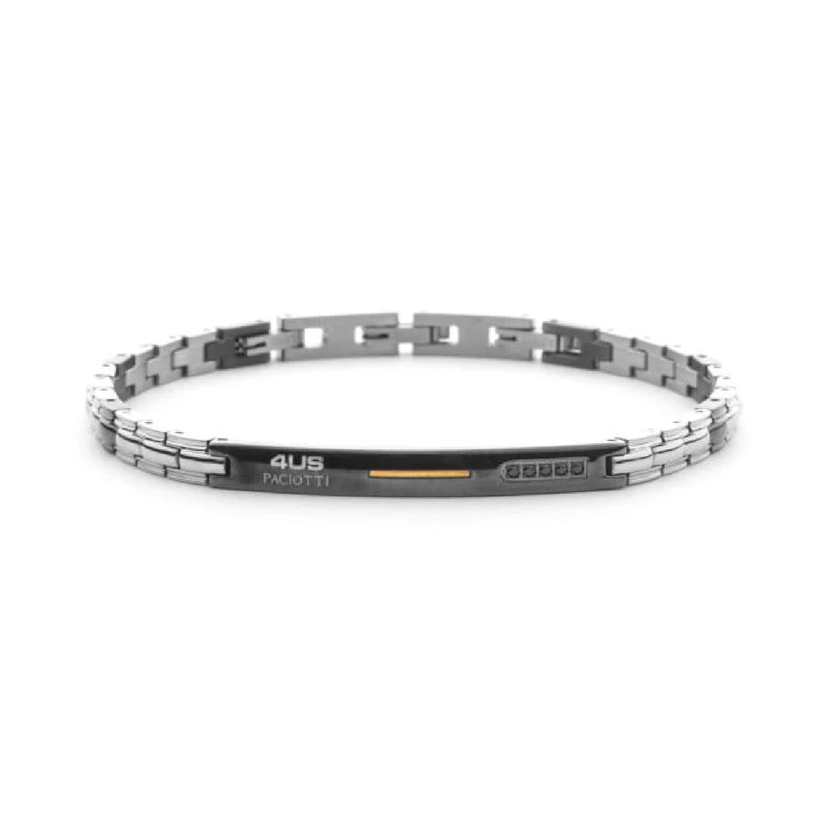 Bracciale Paciotti 4US in acciaio lucido con pvd nero e oro