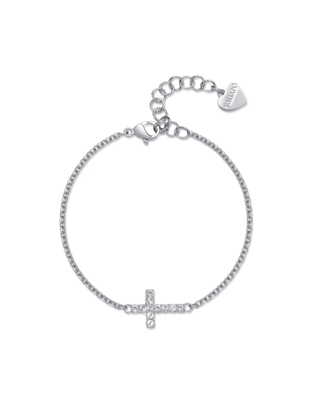 Bracciale Sagapò Dazzly SDZ74 in acciaio 316L con croce