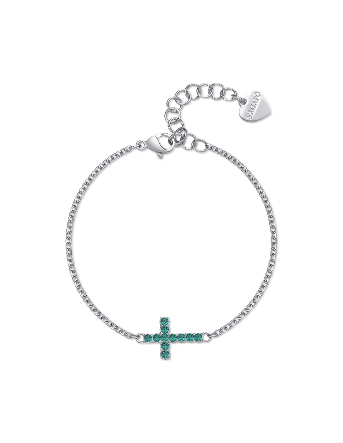 Bracciale Sagapò Dazzly SDZ75 in acciaio 316L con croce emerald