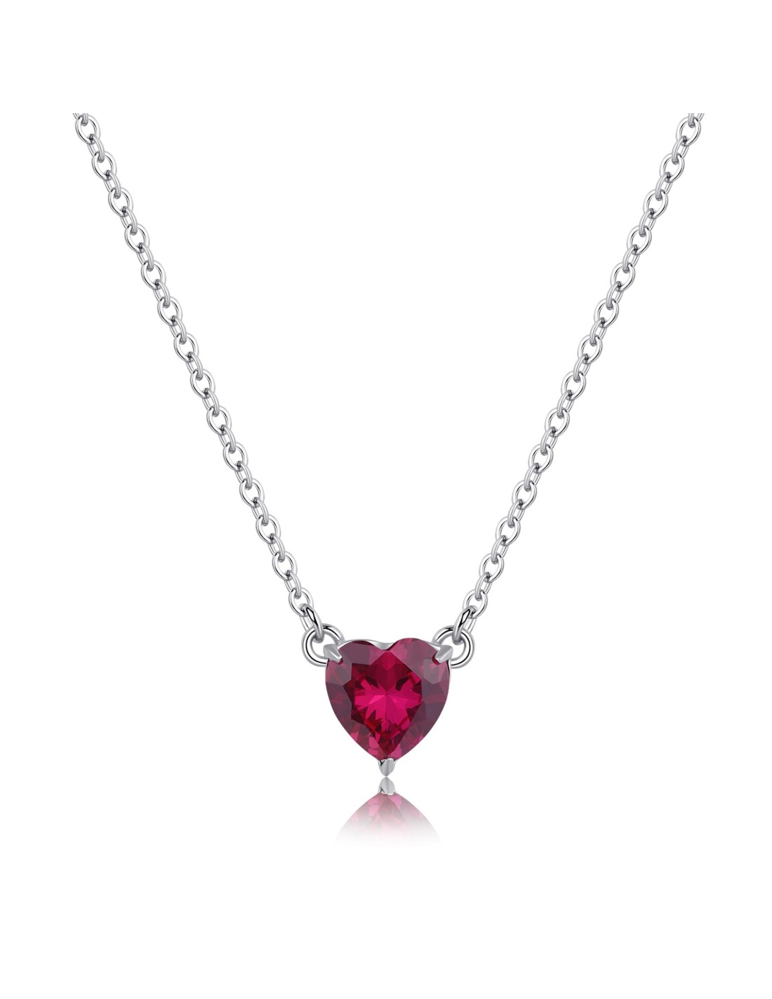 Collana Sagapò Dazzly SDZ58 in acciaio 316L con cuore ruby