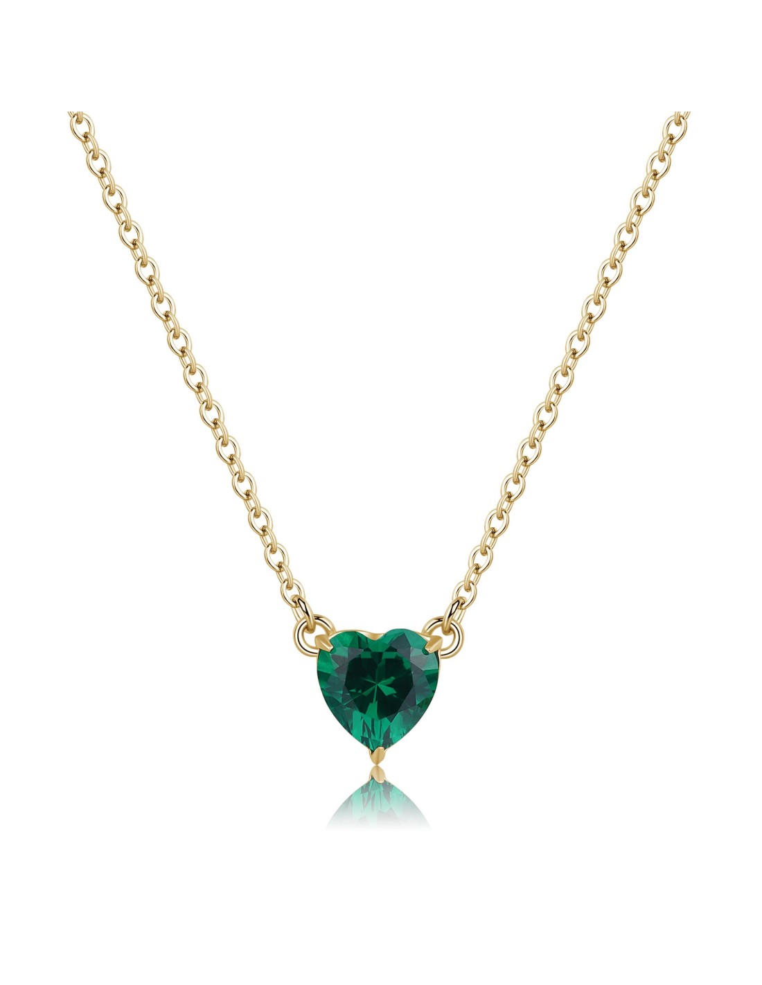 Collana Sagapò Dazzly SDZ62 in acciaio 316L dorato con cuore emerald