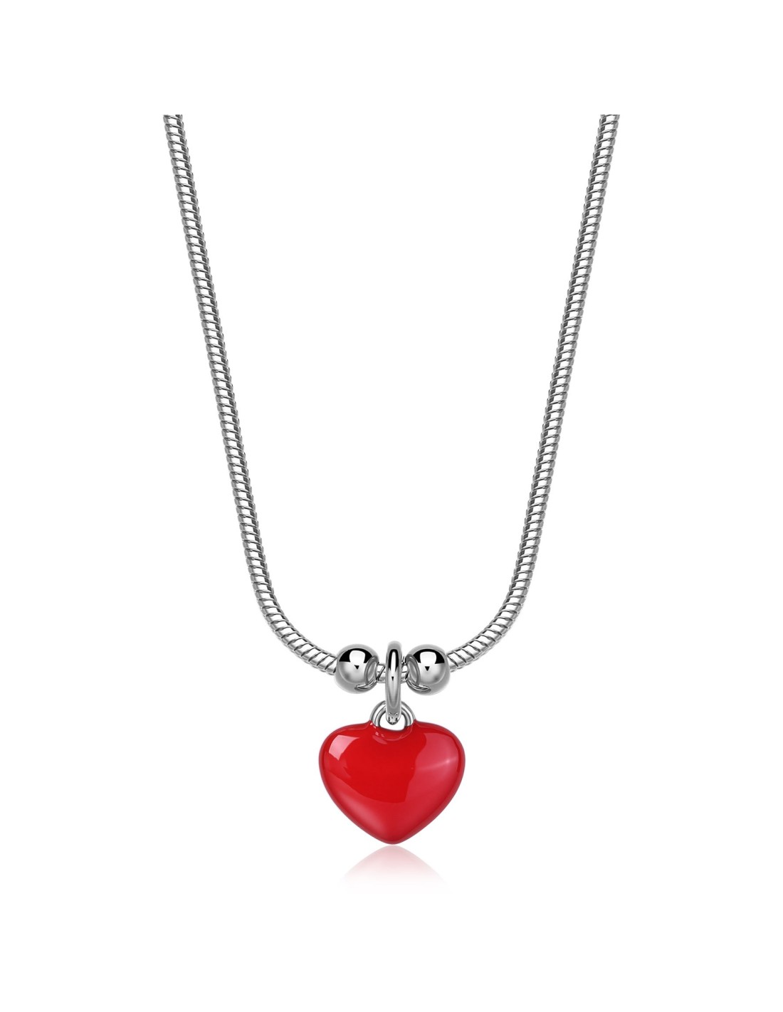 Collana S'AGAPO Click SCK284 in acciaio 316L pendente Cuore rosso