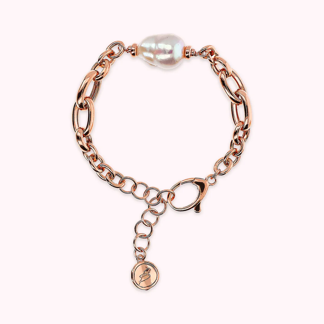 Bracciale Donna Bronzallure con Maglie Ovali Intrecciate e Perla Barocca WSBZ02384.WPRL