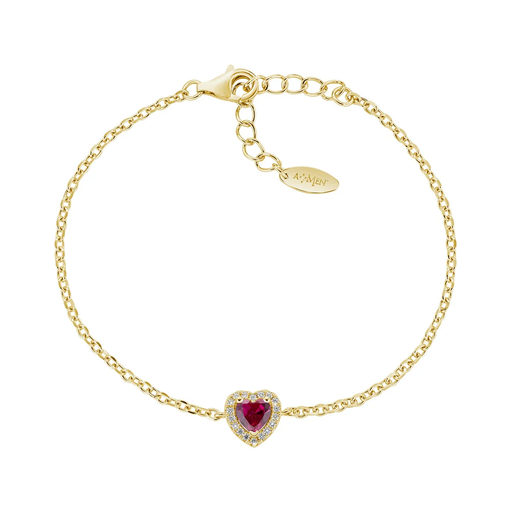 Bracciale Donna Amen Dorato Dolce Cuore Rubino BRTICUGRZ